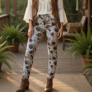 Joe's Gray & Maroon  Floral Skinny Jean size 26